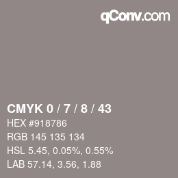 カラーコード: CMYK 0 / 7 / 8 / 43 | qconv.com