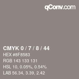 カラーコード: CMYK 0 / 7 / 8 / 44 | qconv.com