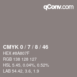 カラーコード: CMYK 0 / 7 / 8 / 46 | qconv.com