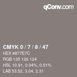 カラーコード: CMYK 0 / 7 / 8 / 47 | qconv.com