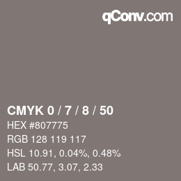 颜色代码: CMYK 0 / 7 / 8 / 50 | qconv.com