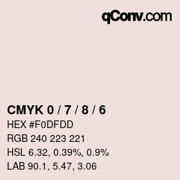 カラーコード: CMYK 0 / 7 / 8 / 6 | qconv.com