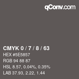 カラーコード: CMYK 0 / 7 / 8 / 63 | qconv.com