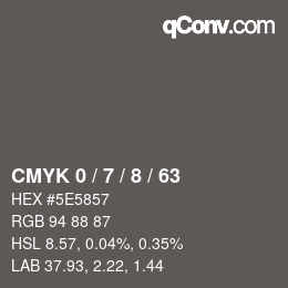 Color code: CMYK 0 / 7 / 8 / 63 | qconv.com