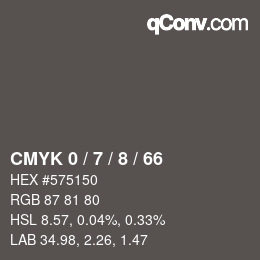 カラーコード: CMYK 0 / 7 / 8 / 66 | qconv.com