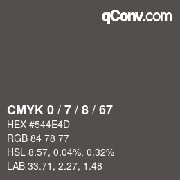 カラーコード: CMYK 0 / 7 / 8 / 67 | qconv.com