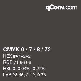 Color code: CMYK 0 / 7 / 8 / 72 | qconv.com