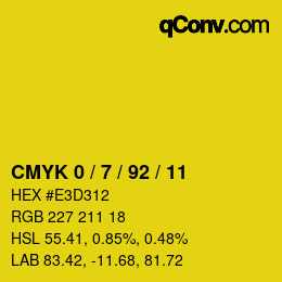カラーコード: CMYK 0 / 7 / 92 / 11 | qconv.com