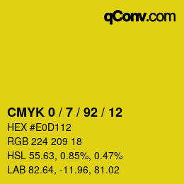 カラーコード: CMYK 0 / 7 / 92 / 12 | qconv.com