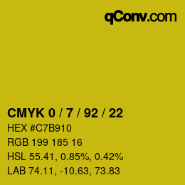 カラーコード: CMYK 0 / 7 / 92 / 22 | qconv.com