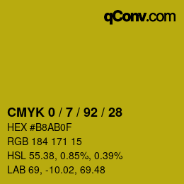颜色代码: CMYK 0 / 7 / 92 / 28 | qconv.com