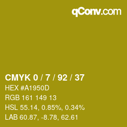 カラーコード: CMYK 0 / 7 / 92 / 37 | qconv.com