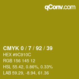 カラーコード: CMYK 0 / 7 / 92 / 39 | qconv.com