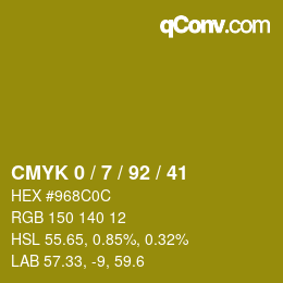 カラーコード: CMYK 0 / 7 / 92 / 41 | qconv.com