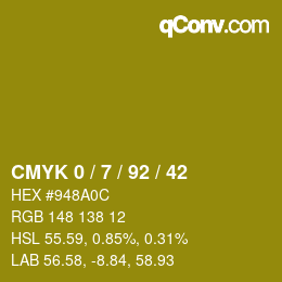 颜色代码: CMYK 0 / 7 / 92 / 42 | qconv.com