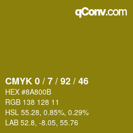 カラーコード: CMYK 0 / 7 / 92 / 46 | qconv.com