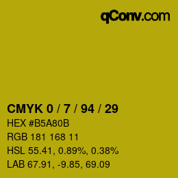 カラーコード: CMYK 0 / 7 / 94 / 29 | qconv.com