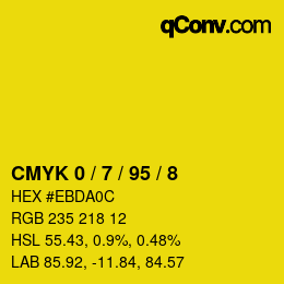 カラーコード: CMYK 0 / 7 / 95 / 8 | qconv.com