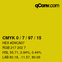 カラーコード: CMYK 0 / 7 / 97 / 15 | qconv.com