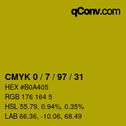 カラーコード: CMYK 0 / 7 / 97 / 31 | qconv.com
