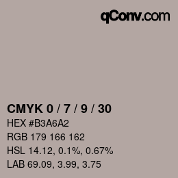 カラーコード: CMYK 0 / 7 / 9 / 30 | qconv.com