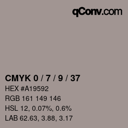 カラーコード: CMYK 0 / 7 / 9 / 37 | qconv.com