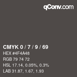 Color code: CMYK 0 / 7 / 9 / 69 | qconv.com