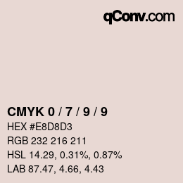 カラーコード: CMYK 0 / 7 / 9 / 9 | qconv.com