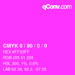 カラーコード: CMYK 0 / 80 / 0 / 0 | qconv.com