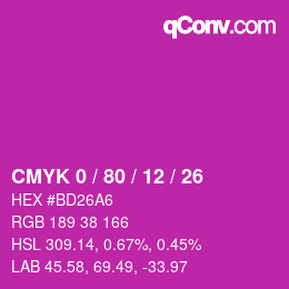 Color code: CMYK 0 / 80 / 12 / 26 | qconv.com