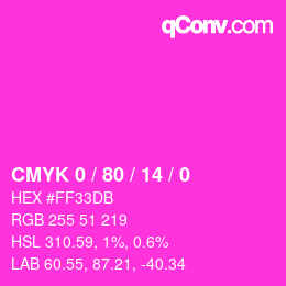 カラーコード: CMYK 0 / 80 / 14 / 0 | qconv.com