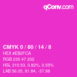 カラーコード: CMYK 0 / 80 / 14 / 8 | qconv.com