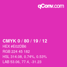 カラーコード: CMYK 0 / 80 / 19 / 12 | qconv.com