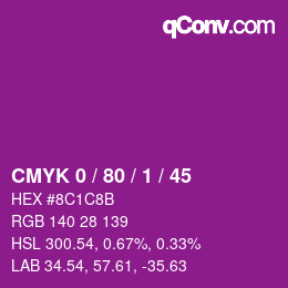 Color code: CMYK 0 / 80 / 1 / 45 | qconv.com