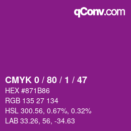 Color code: CMYK 0 / 80 / 1 / 47 | qconv.com