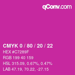 カラーコード: CMYK 0 / 80 / 20 / 22 | qconv.com