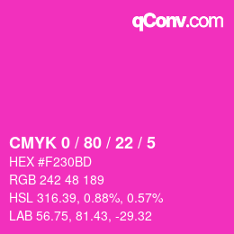 Color code: CMYK 0 / 80 / 22 / 5 | qconv.com
