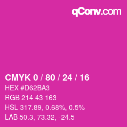 カラーコード: CMYK 0 / 80 / 24 / 16 | qconv.com