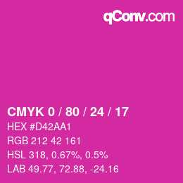 カラーコード: CMYK 0 / 80 / 24 / 17 | qconv.com