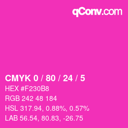 カラーコード: CMYK 0 / 80 / 24 / 5 | qconv.com