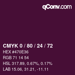 Color code: CMYK 0 / 80 / 24 / 72 | qconv.com