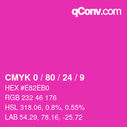 カラーコード: CMYK 0 / 80 / 24 / 9 | qconv.com