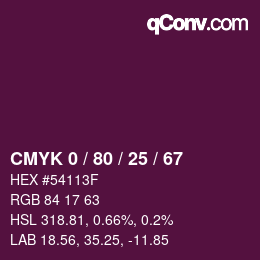 Farbcode: CMYK 0 / 80 / 25 / 67 | qconv.com