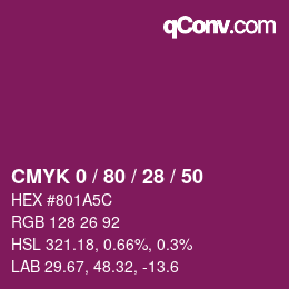 Color code: CMYK 0 / 80 / 28 / 50 | qconv.com