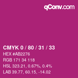 Color code: CMYK 0 / 80 / 31 / 33 | qconv.com