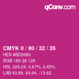 カラーコード: CMYK 0 / 80 / 32 / 26 | qconv.com
