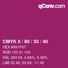 Color code: CMYK 0 / 80 / 33 / 40 | qconv.com