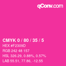 カラーコード: CMYK 0 / 80 / 35 / 5 | qconv.com