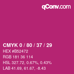 カラーコード: CMYK 0 / 80 / 37 / 29 | qconv.com
