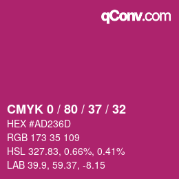 Color code: CMYK 0 / 80 / 37 / 32 | qconv.com